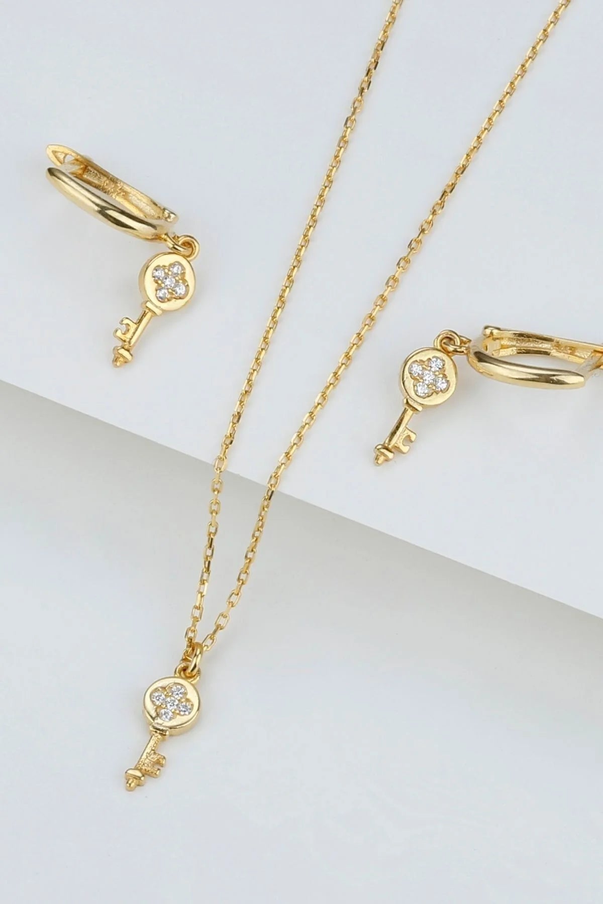 Anahtarlı 925 Ayar Altın Kaplama Gümüş Set