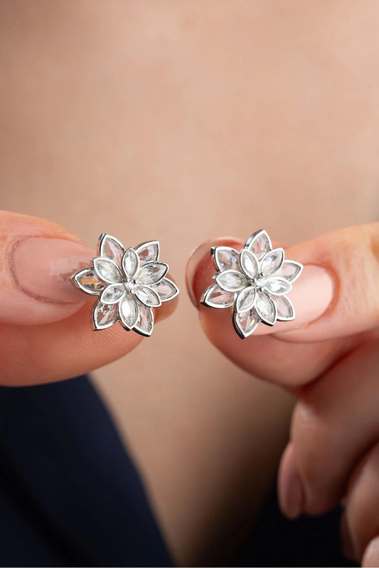 Lotus Çiçeği 925 Ayar Gümüş Küpe – 4