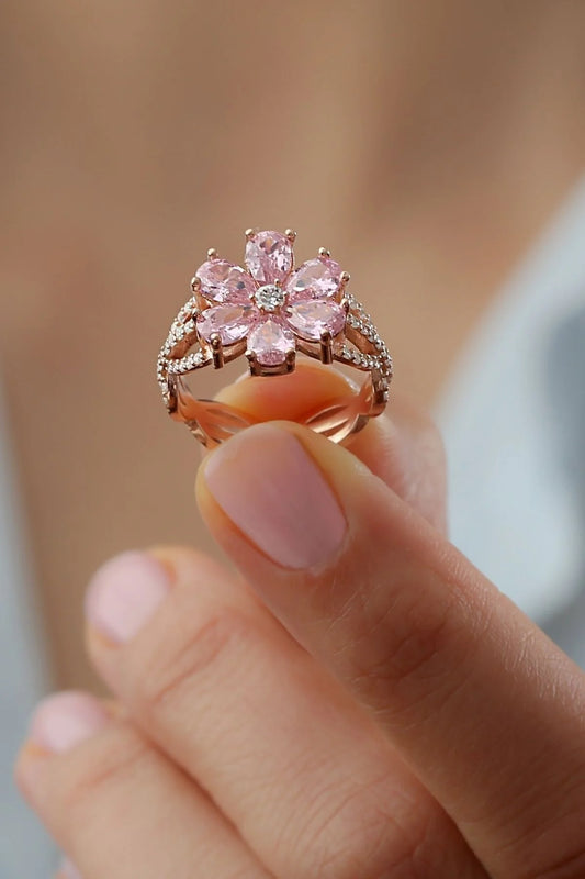 Lotus Çiçeği 925 Ayar Rose Kaplama Gümüş Yüzük – 2