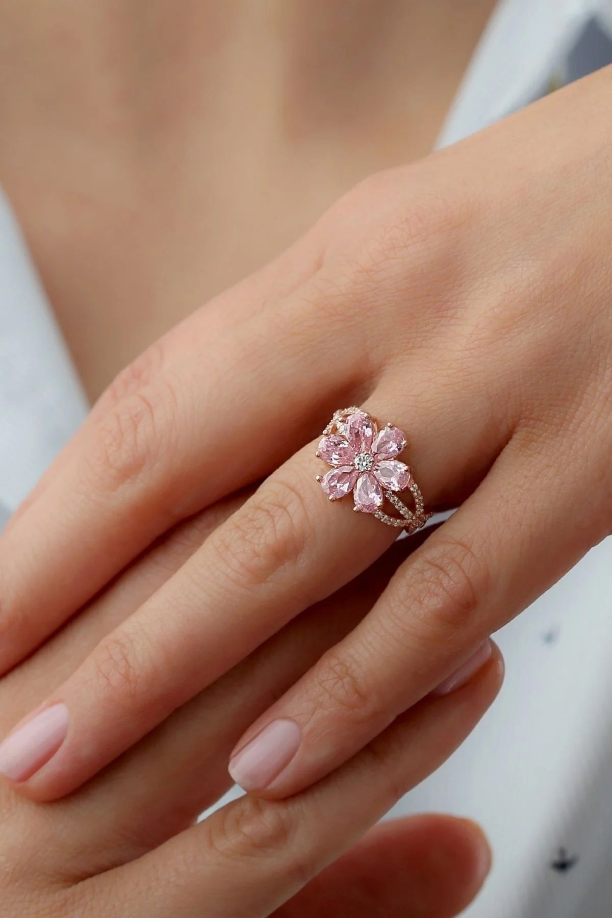 Lotus Çiçeği 925 Ayar Rose Kaplama Gümüş Yüzük – 2