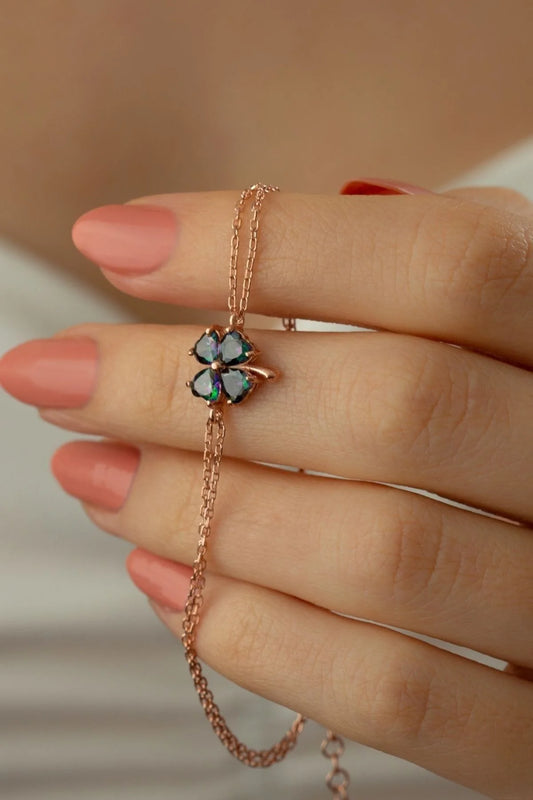 Yonca 925 Ayar Rose Kaplama Gümüş Bileklik