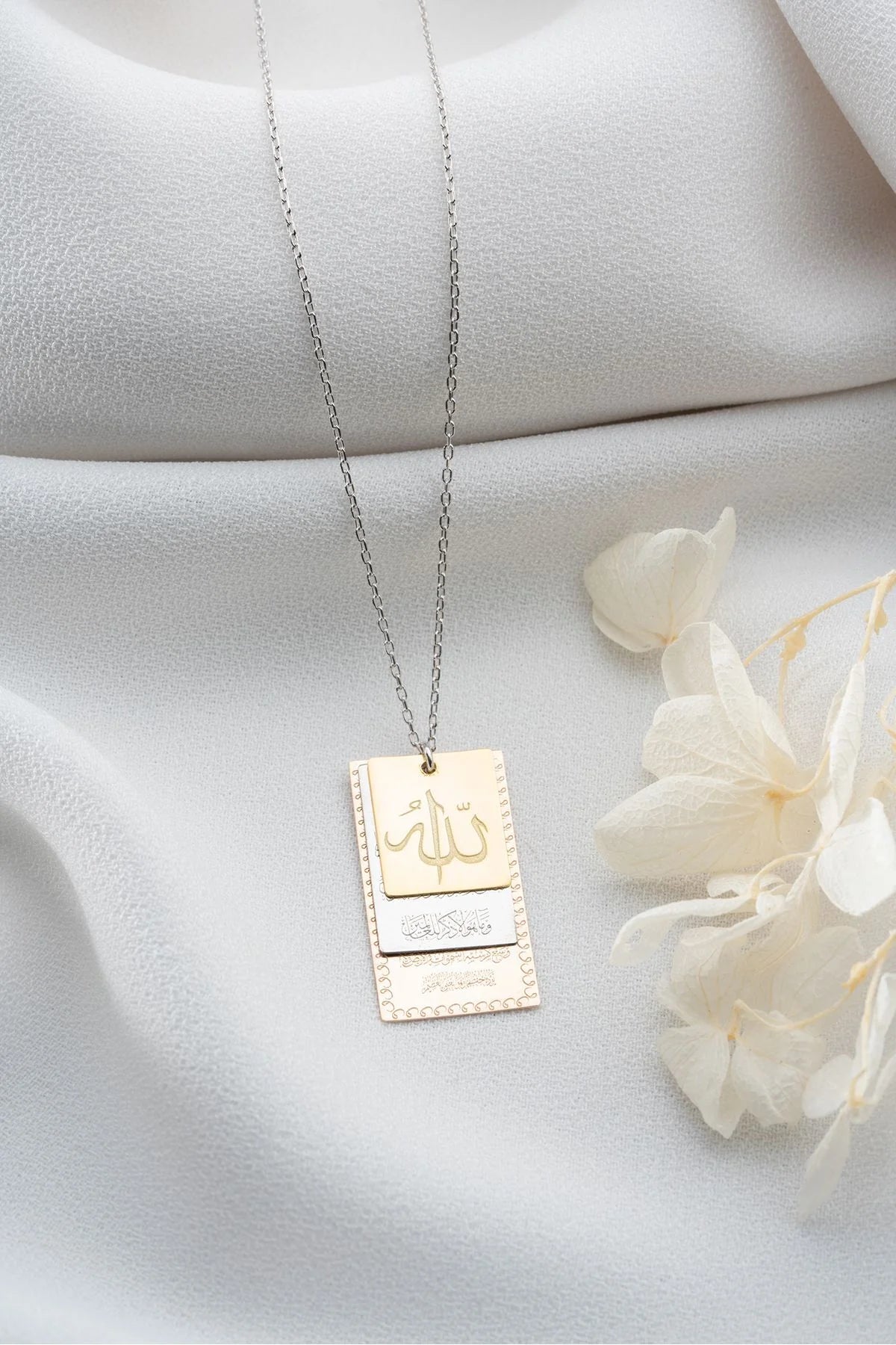 Dualı Allah Lafzı 925 Ayar Gümüş Kolye