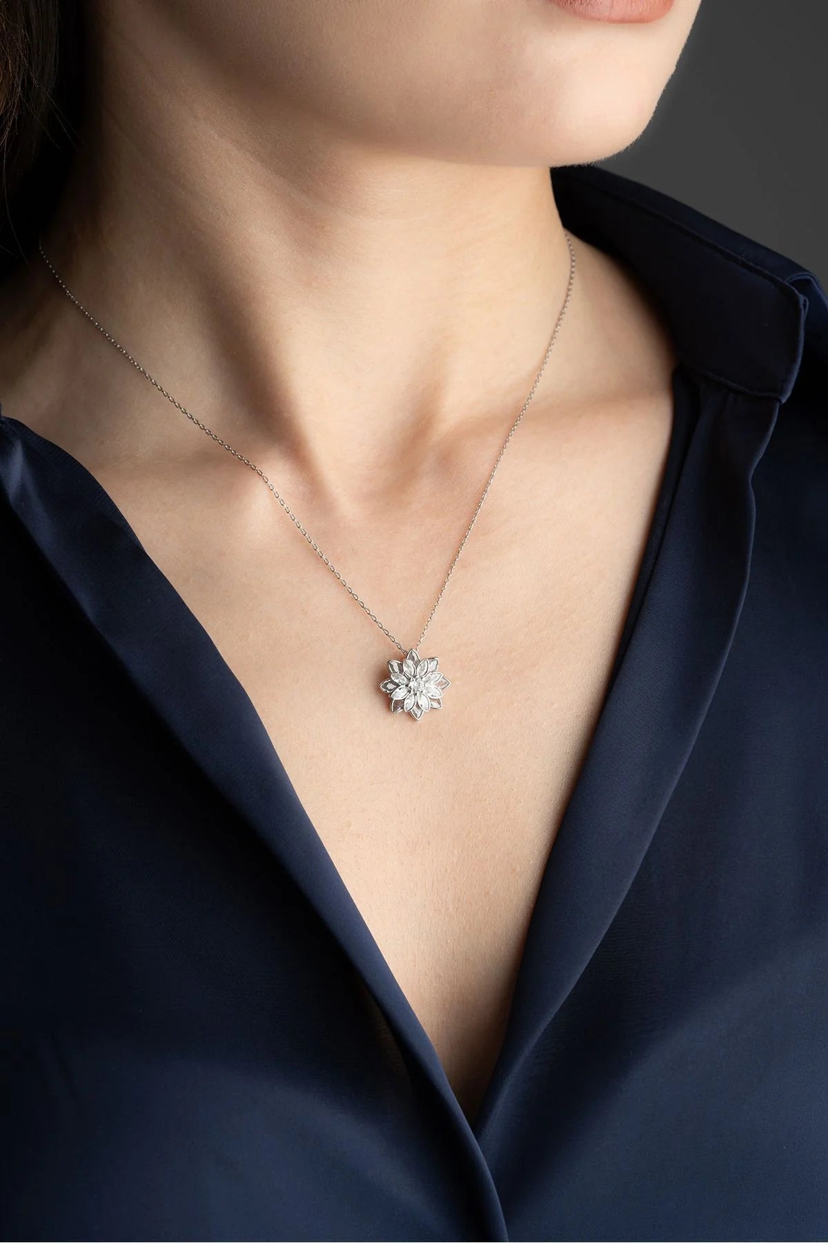 Lotus Çiçeği 925 Ayar Gümüş Kolye – 6