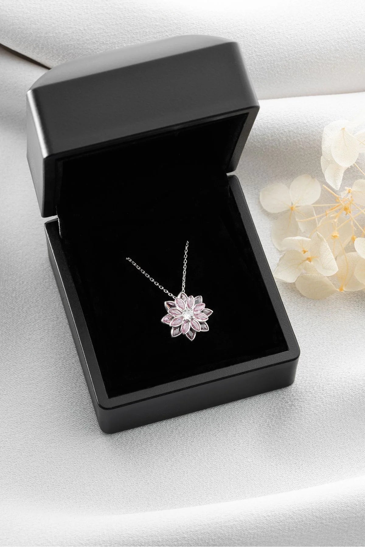 Lotus Çiçeği 925 Ayar Rose Kaplama Gümüş Kolye – 13