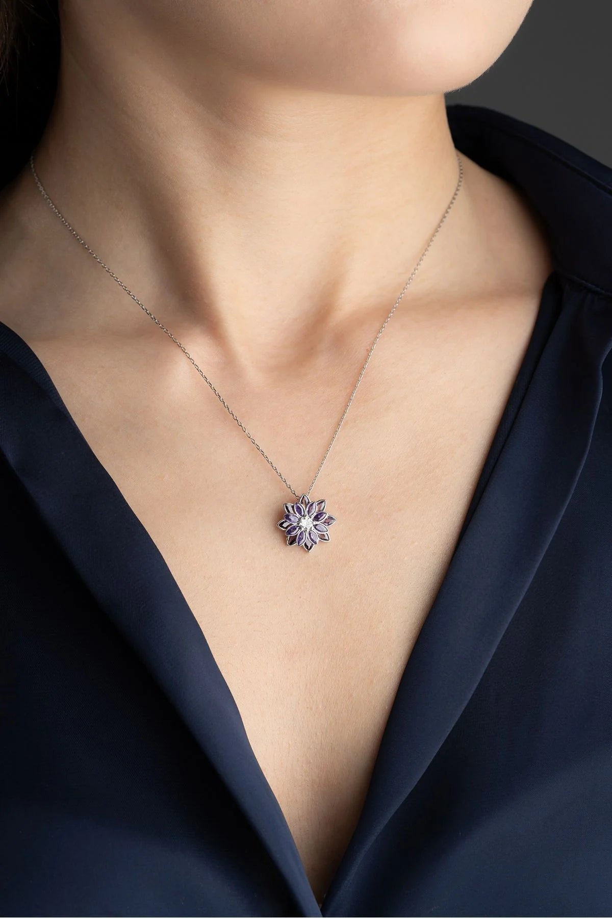 Lotus Çiçeği 925 Ayar Gümüş Kolye – 6