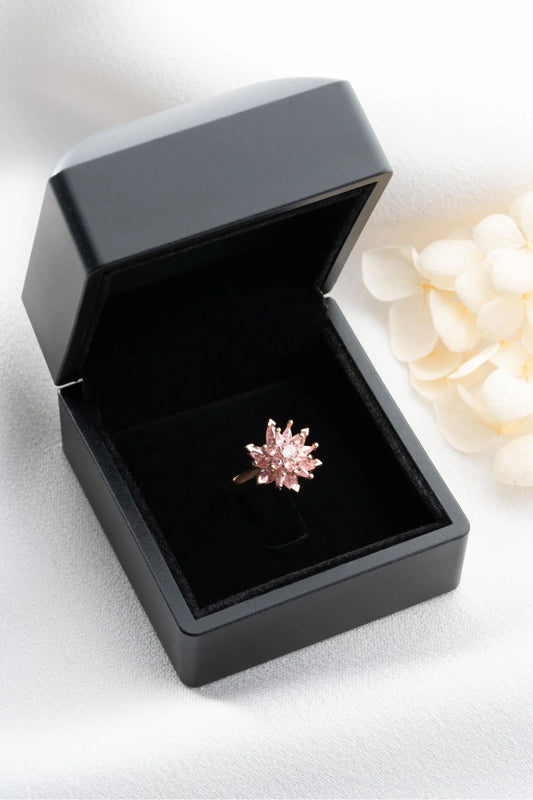 Ayarlanabilir Taşlı Lotus 925 Ayar Rose Kaplama Gümüş Yüzük