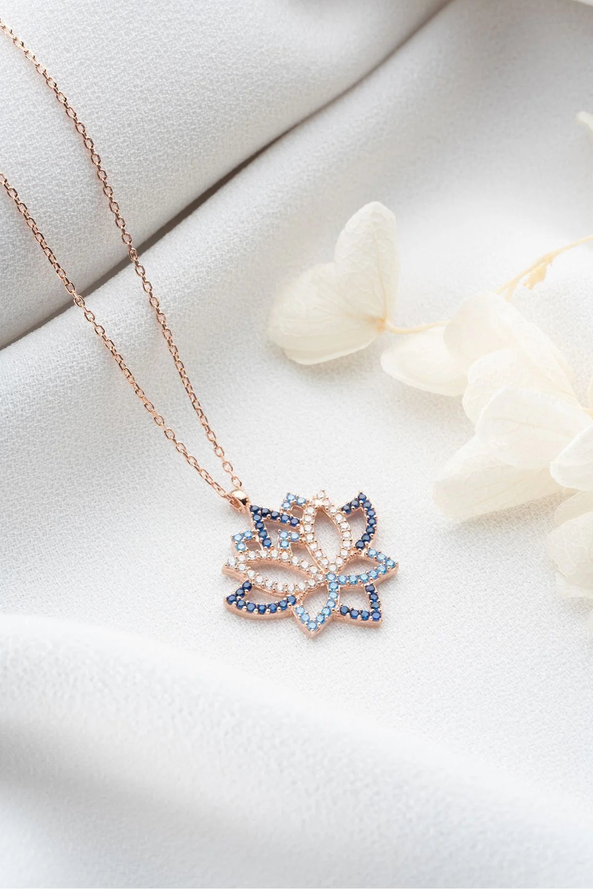 Lotus Çiçeği 925 Ayar Rose Kaplama Gümüş Kolye – 4