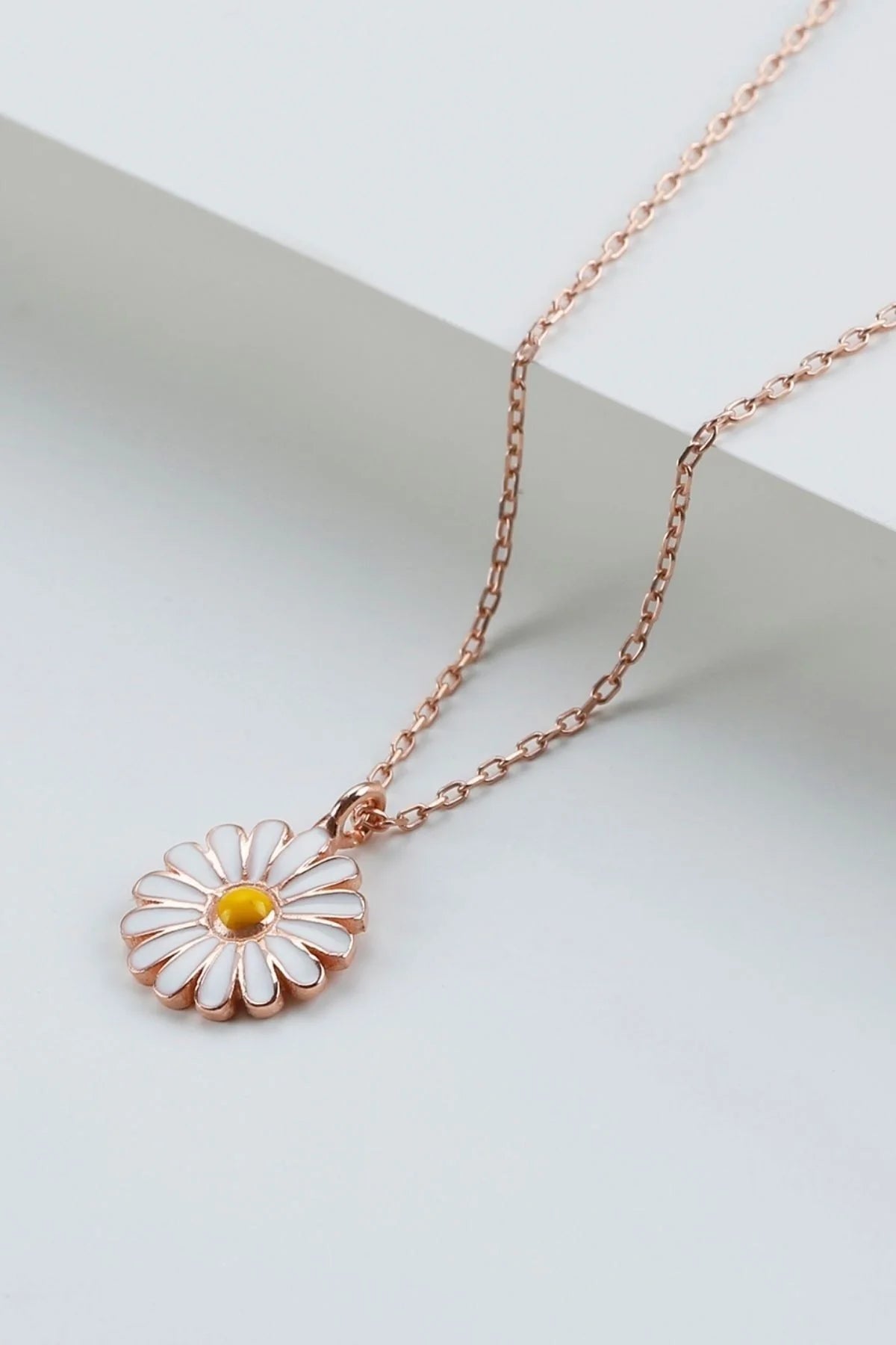 Papatya 925 Ayar Rose Kaplama Gümüş Kolye