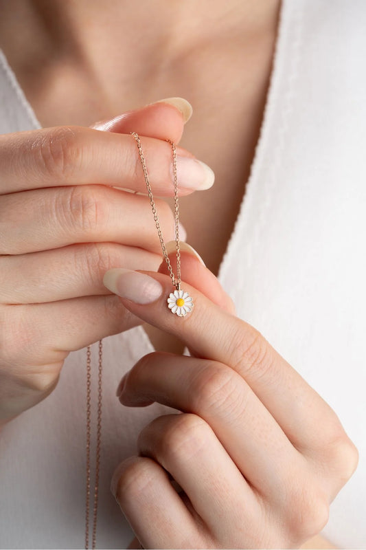 Minimal Papatya 925 Ayar Rose Kaplama Gümüş Kolye