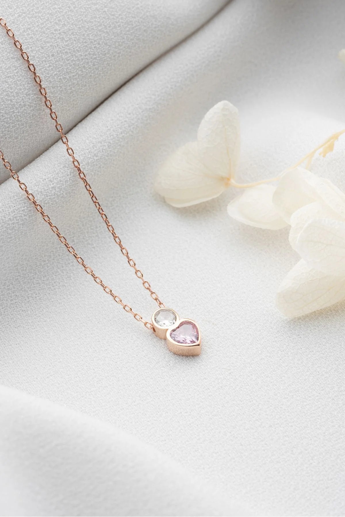Tektaş Kalpli 925 Ayar Rose Kaplama Gümüş Kolye