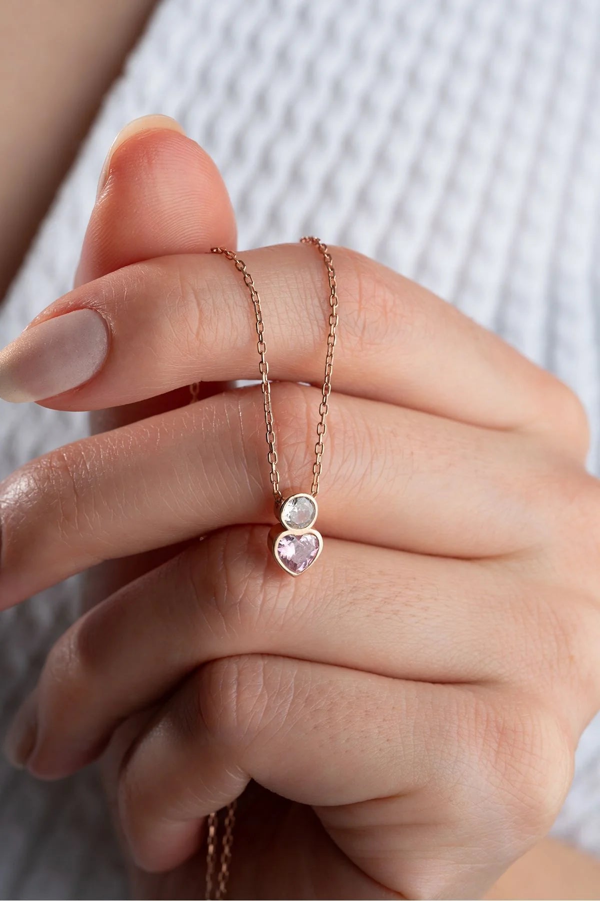 Tektaş Kalpli 925 Ayar Rose Kaplama Gümüş Kolye