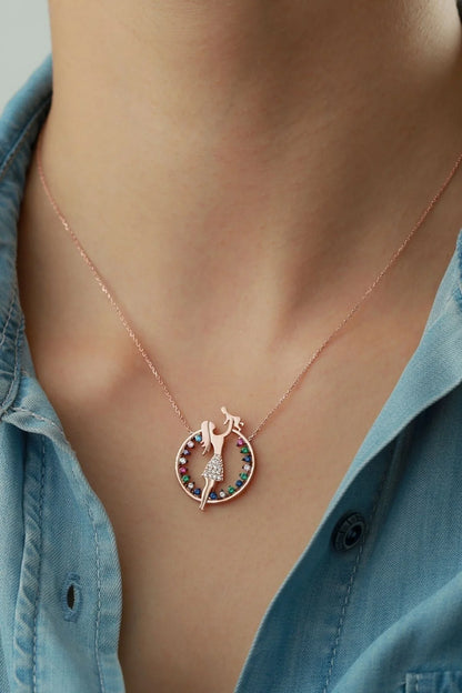 Anne Bebek 925 Ayar Rose Kaplama Gümüş Kolye