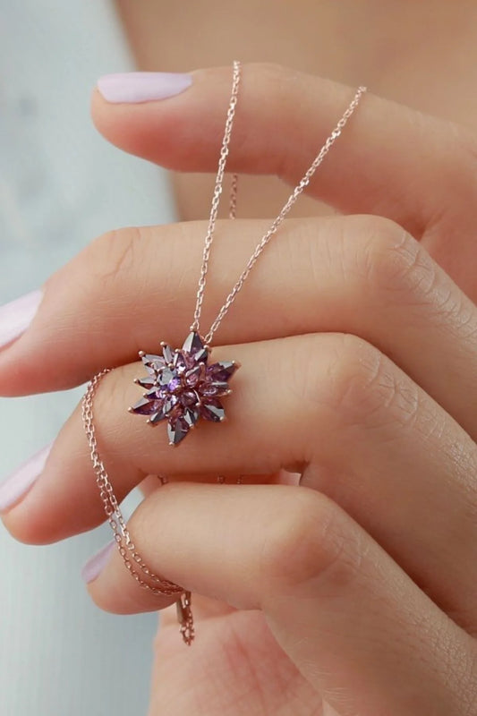 4 Katman Lotus Çiçeği 925 Ayar Rose Kaplama Gümüş Kolye