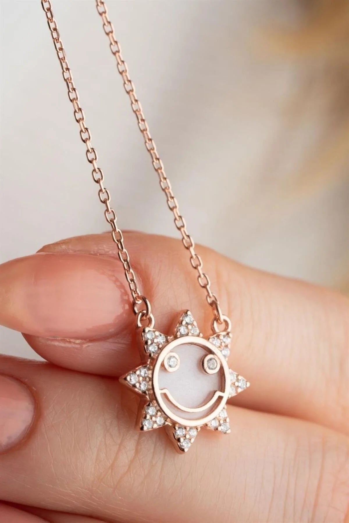 Güneş 925 Ayar Rose Kaplama Gümüş Kolye – 2