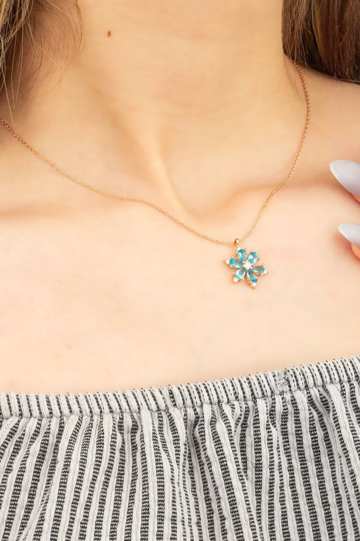 Lotus Çiçeği 925 Ayar Rose Kaplama Gümüş Kolye – 11