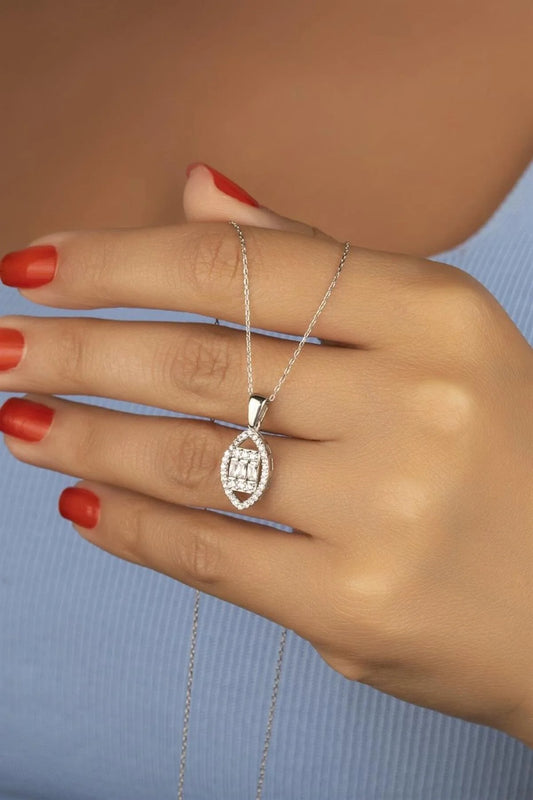 Baget Taşlı 925 Ayar Gümüş Kolye – 2