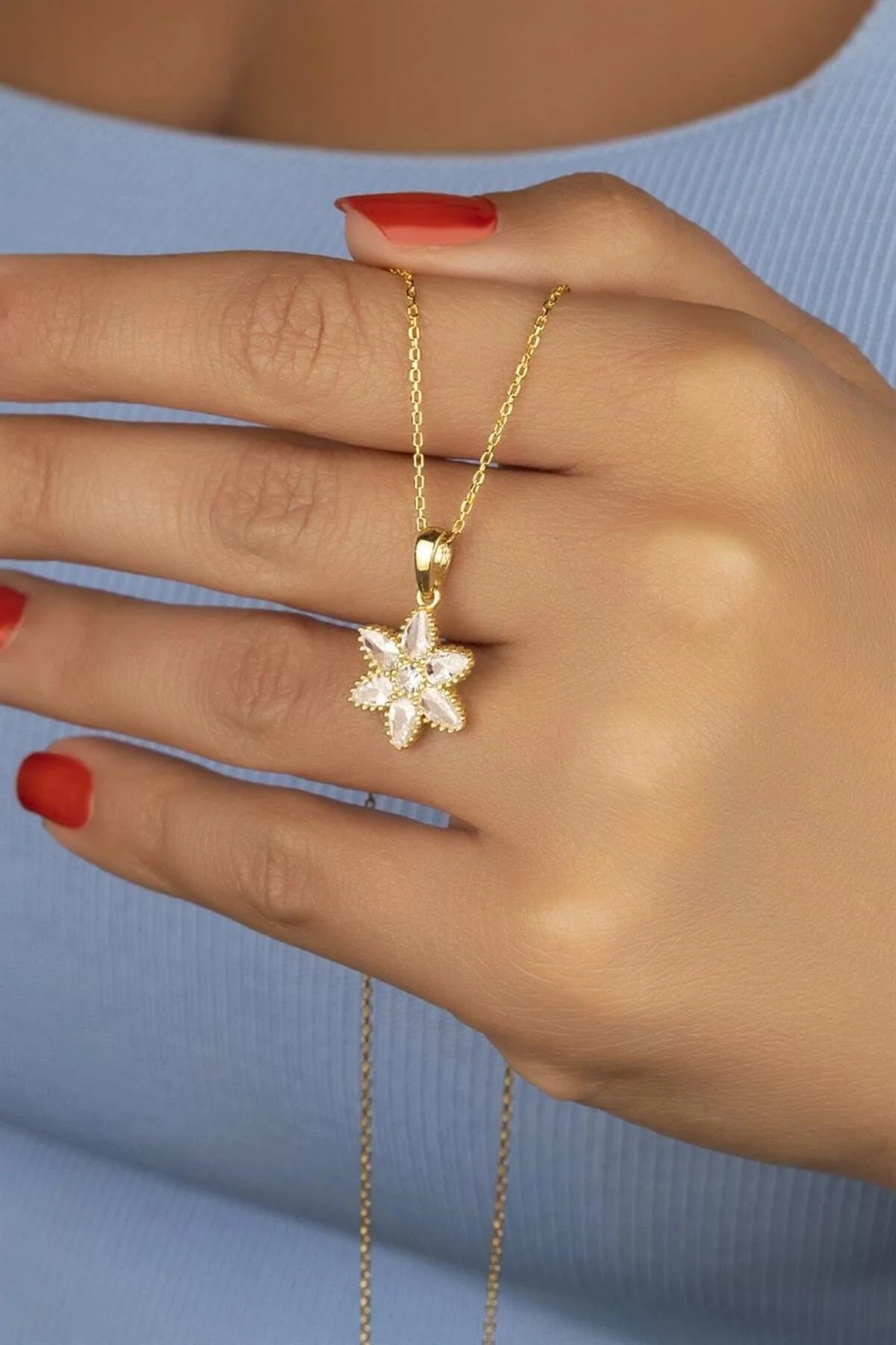Lotus Çiçeği 925 Ayar Altın Kaplama Gümüş Kolye – 5