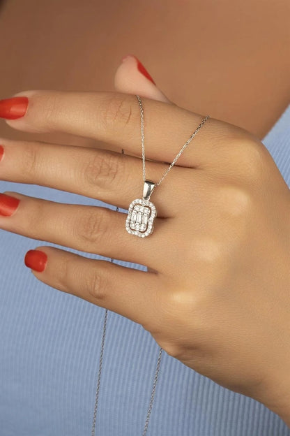 Baget Taşlı 925 Ayar Gümüş Kolye – 3