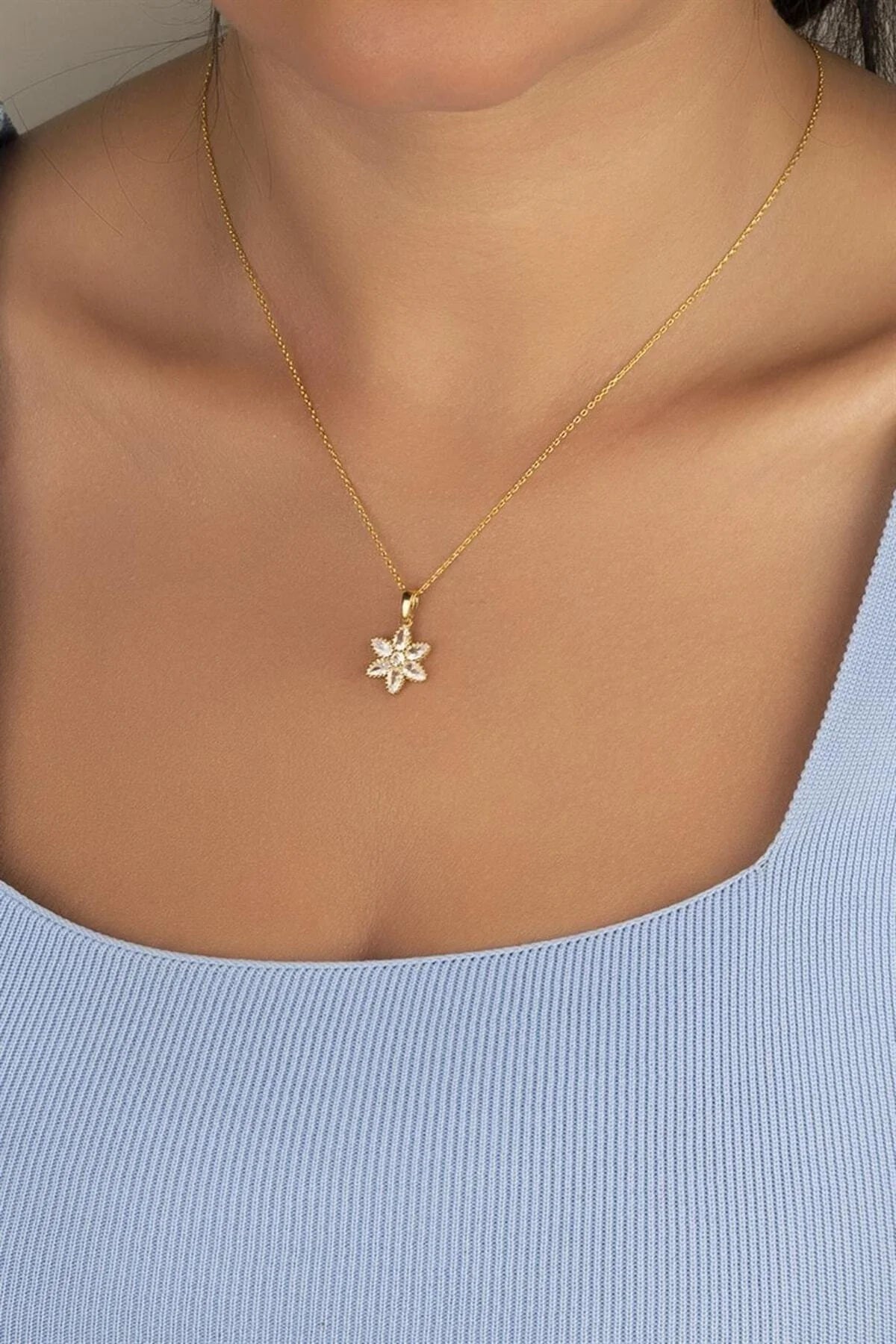 Lotus Çiçeği 925 Ayar Altın Kaplama Gümüş Kolye – 5