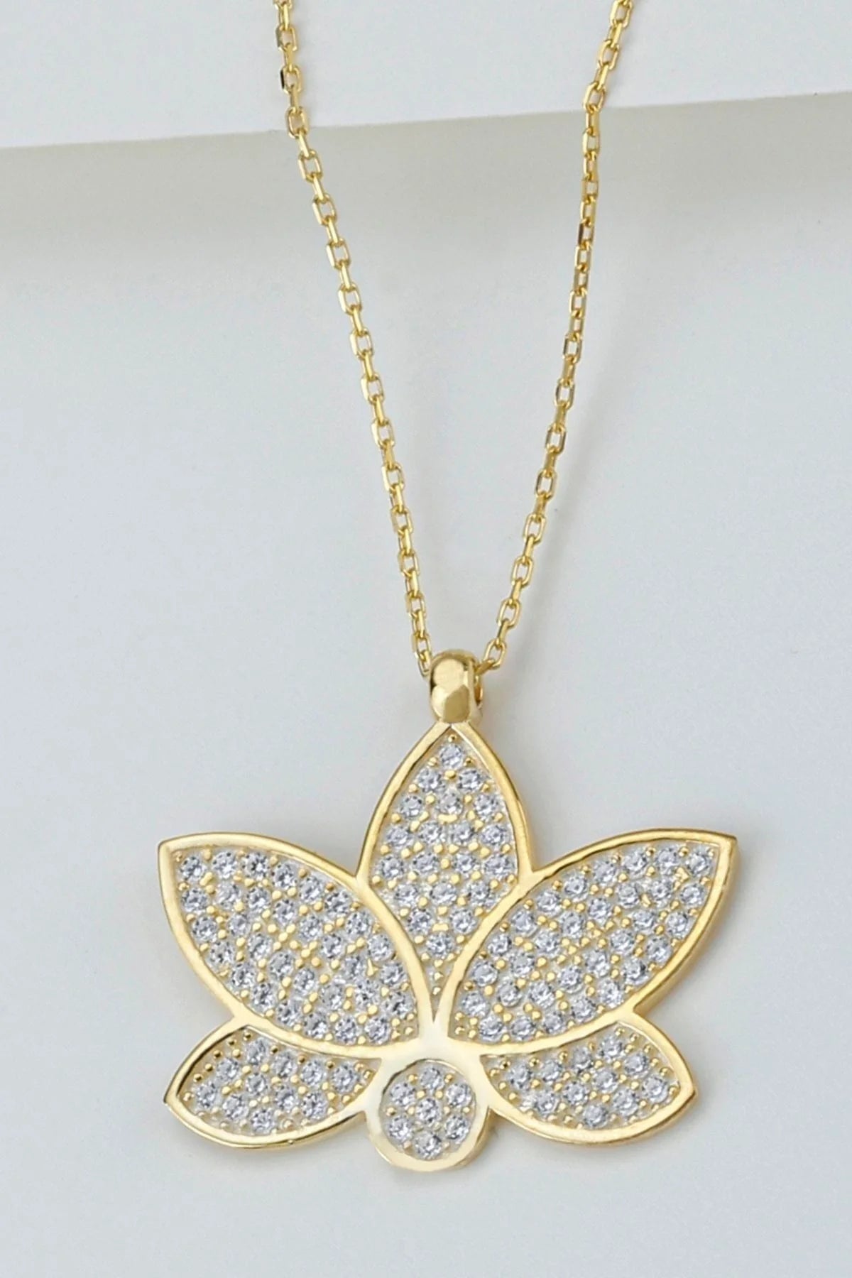 Lotus Çiçeği 925 Ayar Altın Kaplama Gümüş Kolye – 4