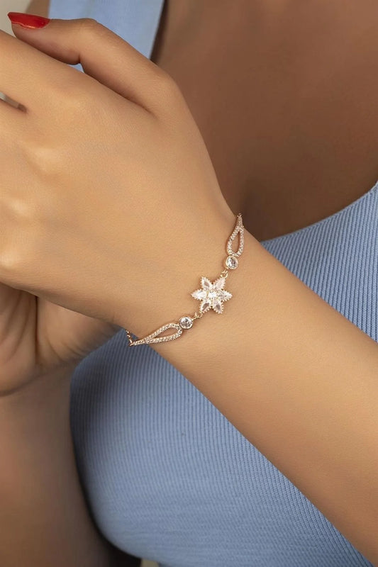 Lotus Çiçeği 925 Ayar Rose Kaplama Gümüş Bileklik – 3