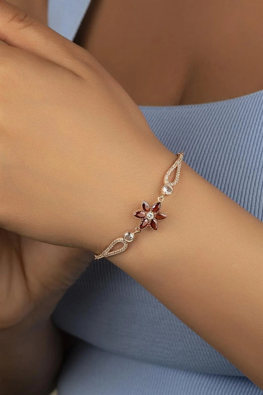 Lotus Çiçeği 925 Ayar Rose Kaplama Gümüş Bileklik – 2
