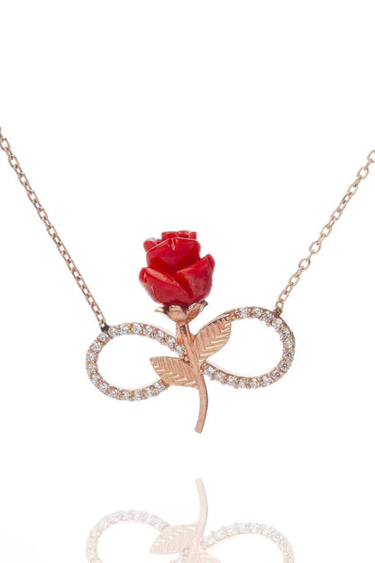 Güllü Sonsuzluk 925 Ayar Rose Kaplama Gümüş Kolye