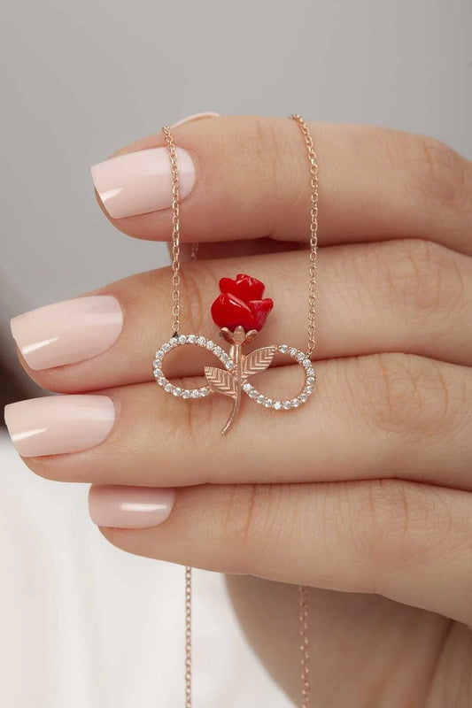 Güllü Sonsuzluk 925 Ayar Rose Kaplama Gümüş Kolye
