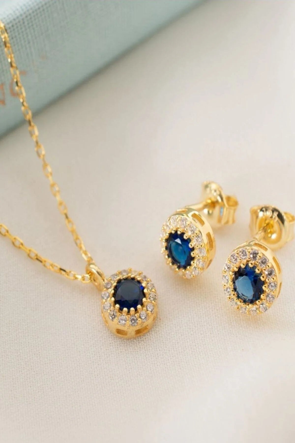 Eylül Ayı Doğum Taşı (Sapphire) 925 Ayar Altın Kaplama Gümüş