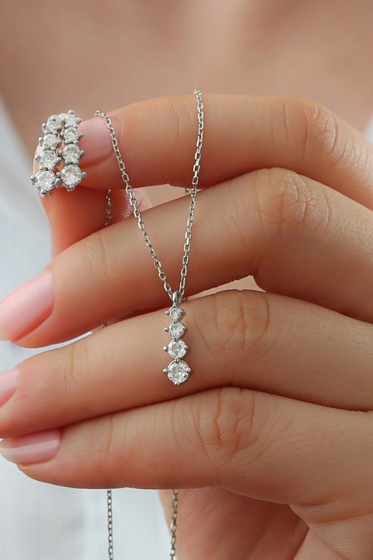 Pırlanta Model 925 Ayar Altın Kaplama Gümüş Set