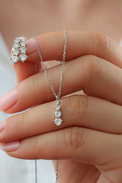 Pırlanta Model 925 Ayar Altın Kaplama Gümüş Set