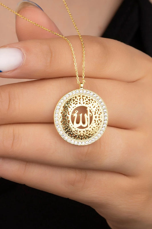Allah Lafzı 925 Ayar Altın Kaplama Gümüş Kolye – 4