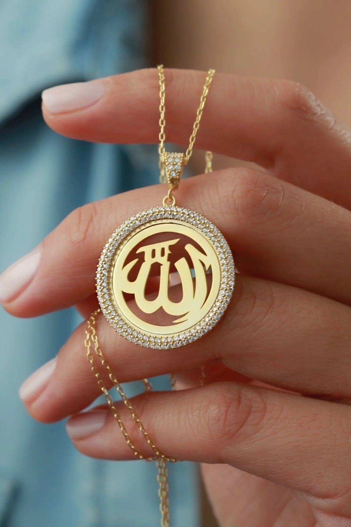 Allah Lafzı 925 Ayar Altın Kaplama Gümüş Kolye – 3
