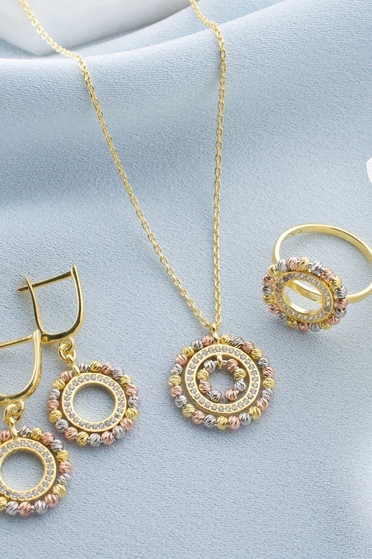 Dorika 925 Ayar Rose Kaplama Gümüş Set