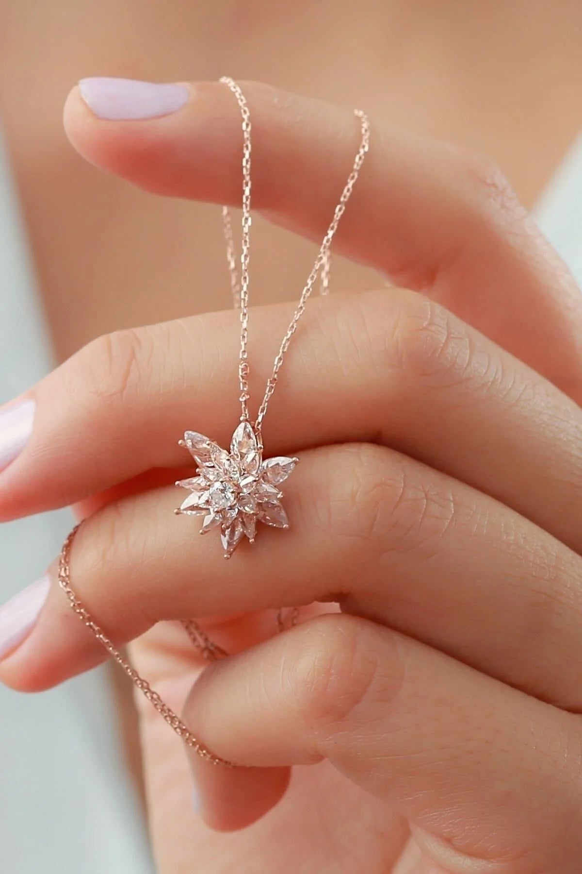 Lotus Çiçeği 925 Ayar Rose Kaplama Gümüş Kolye – 12