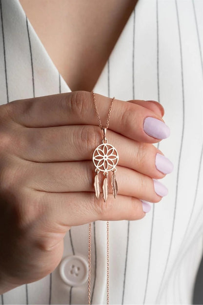 Rüya 925 Ayar Rose Kaplama Gümüş Kolye