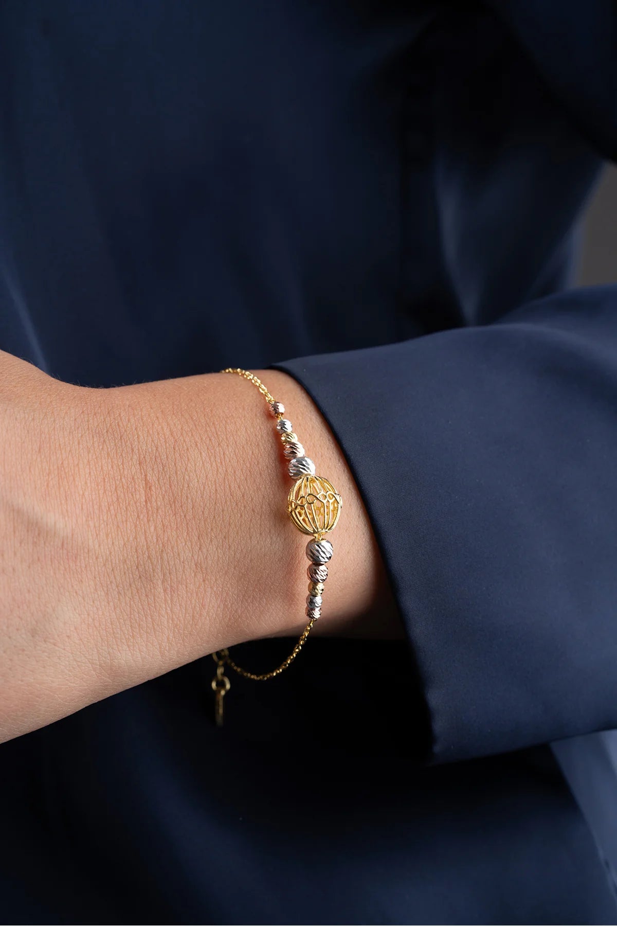 Kafesli Trend Dorika 925 Ayar Altın Kaplama Gümüş Bileklik – 3