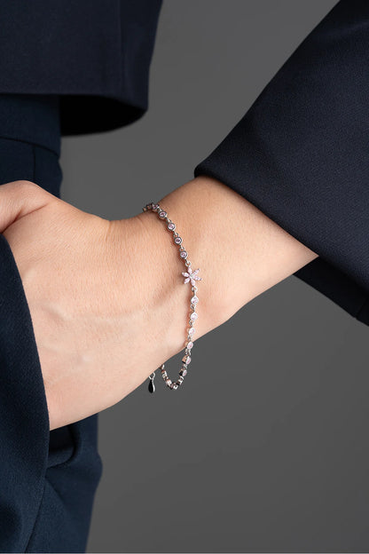 Taşlı Lotus Su Yolu 925 Ayar Gümüş Bileklik – 3