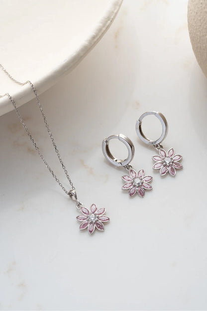 Taşlı Lotus 925 Ayar Gümüş Set – 3
