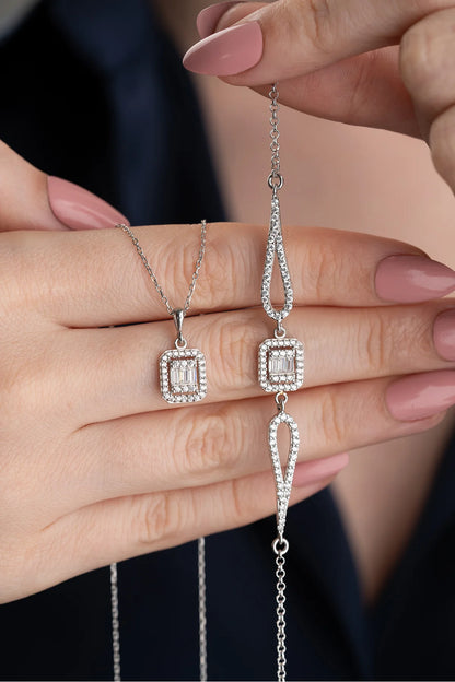Baget Taşlı 925 Ayar Gümüş Set – 4