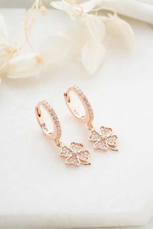 Yonca 925 Ayar Rose Kaplama Gümüş Küpe – 2