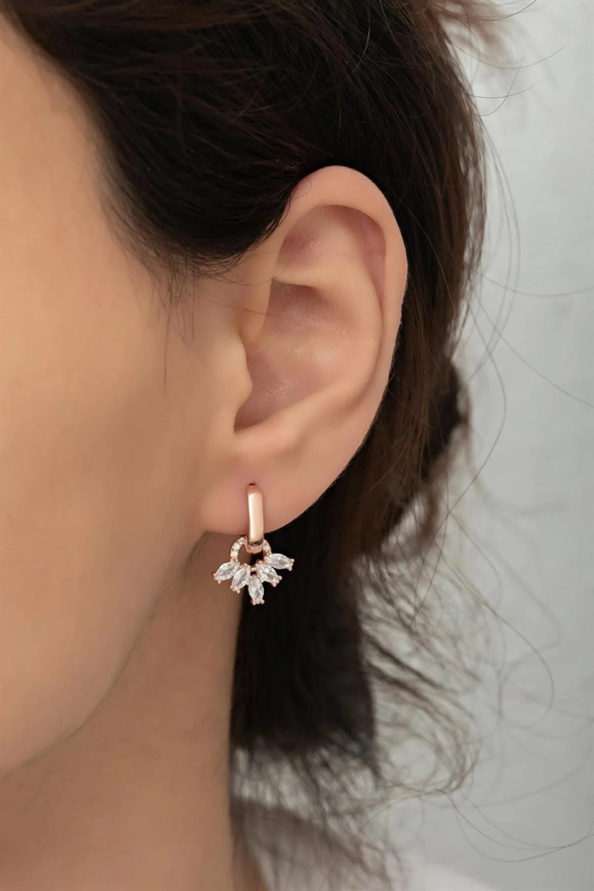 Lotus Çiçeği 925 Ayar Rose Kaplama Gümüş Küpe – 4