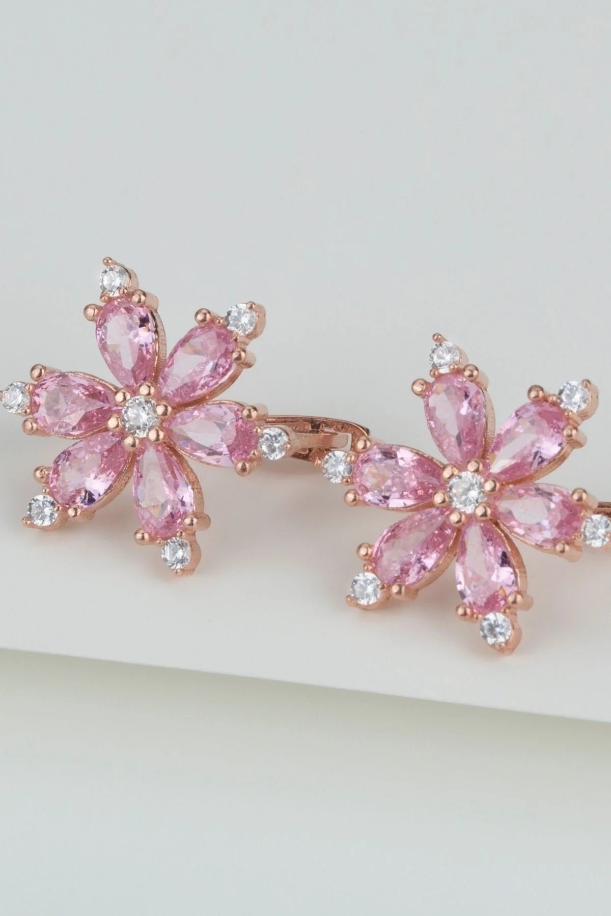 Lotus Çiçeği 925 Ayar Rose Kaplama Gümüş Küpe – 5