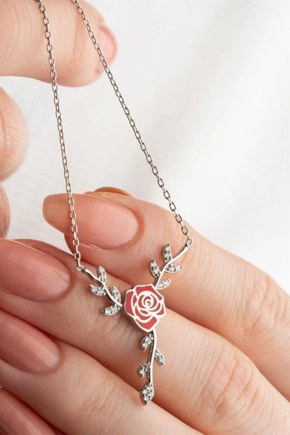 Daldaki Gül 925 Ayar Rose Kaplama Gümüş Kolye