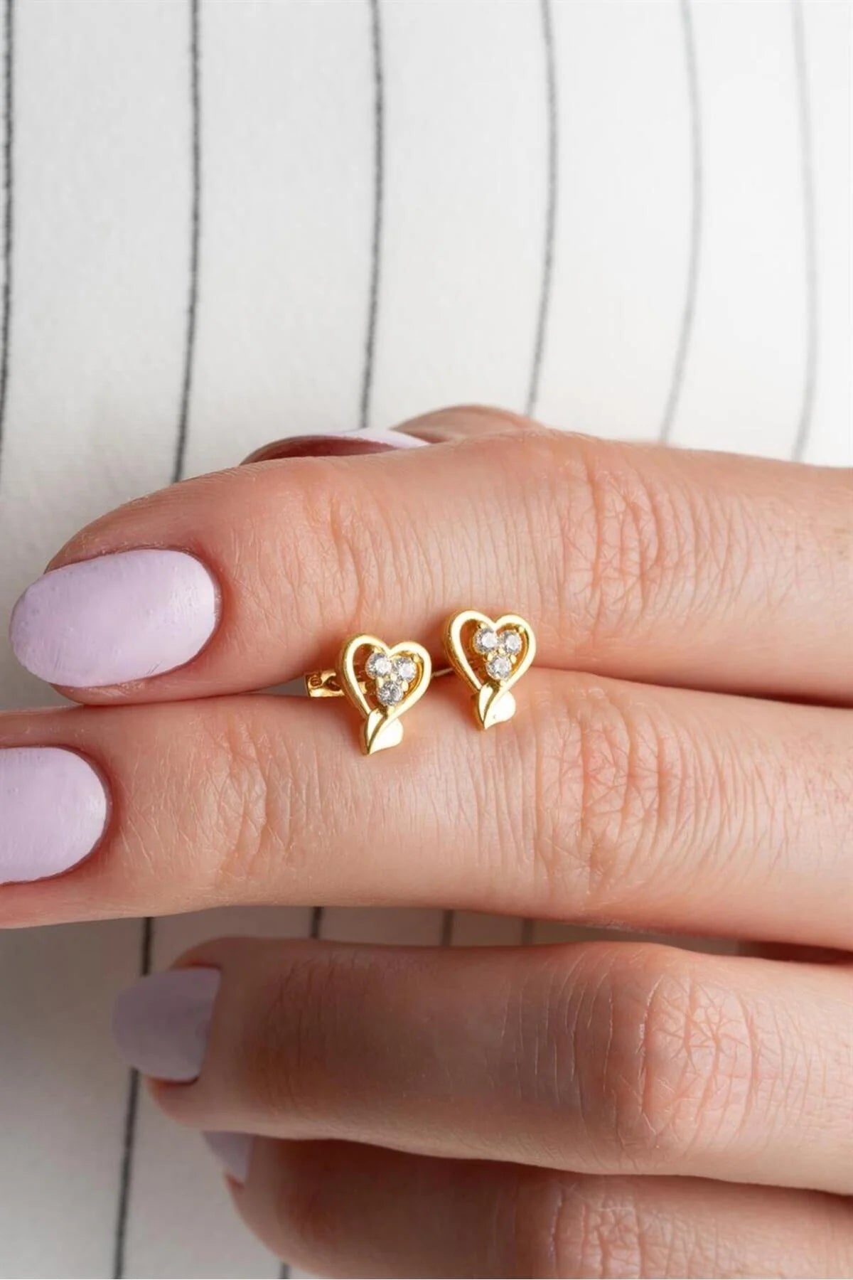 Kalp 925 Ayar Altın Kaplama Gümüş Küpe – 5