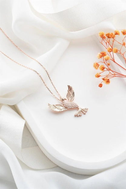 Anka Kuşu 925 Ayar Rose Kaplama Gümüş Kolye