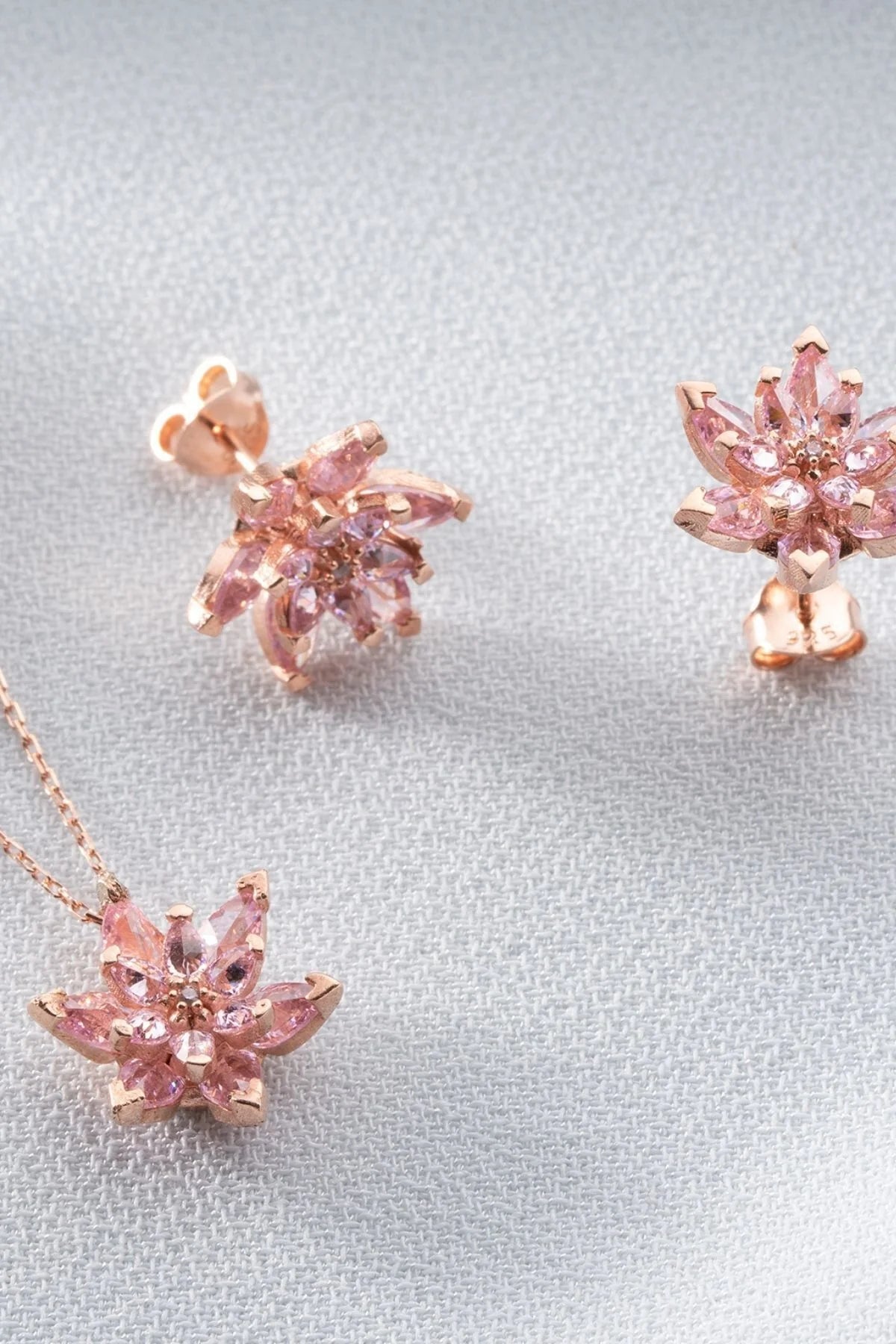 Lotus Çiçeği 925 Ayar Rose Kaplama Gümüş Set