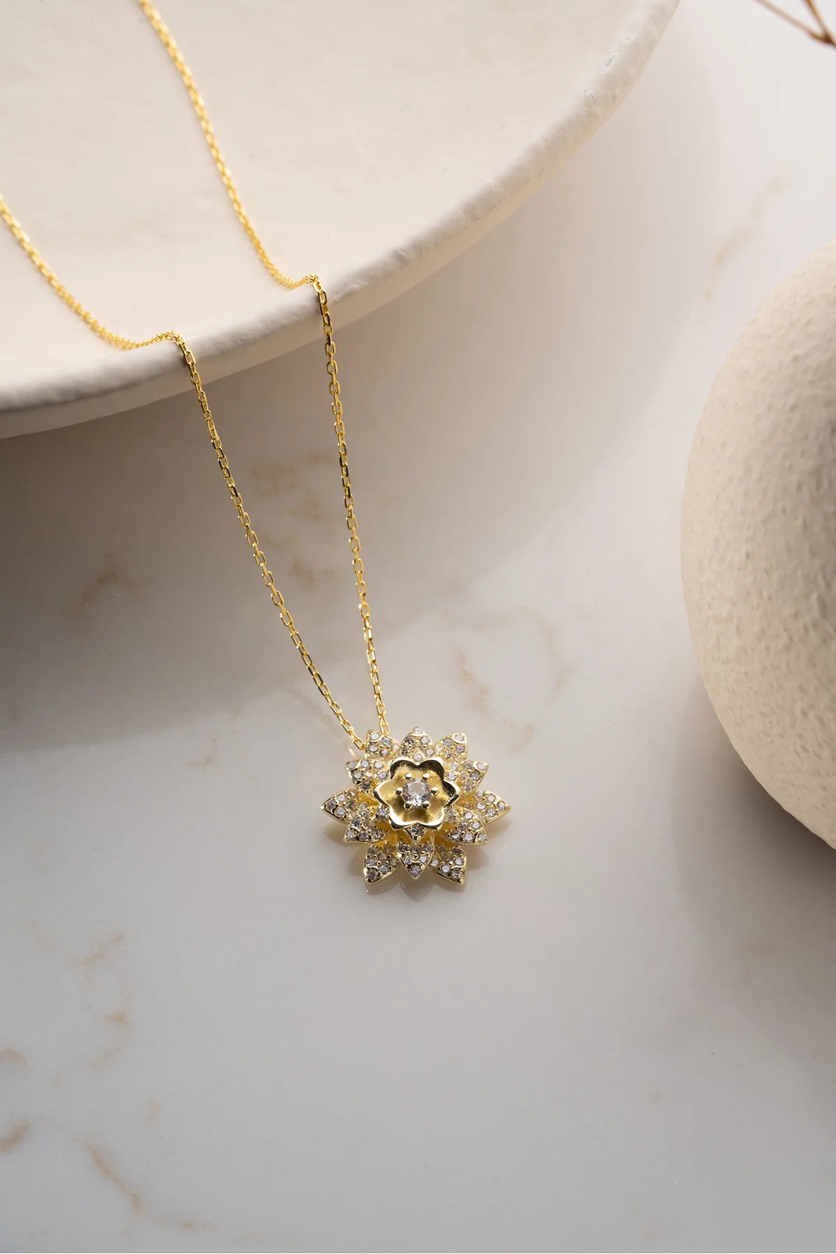 Lotus Çiçeği 925 Ayar Gümüş Kolye – 12