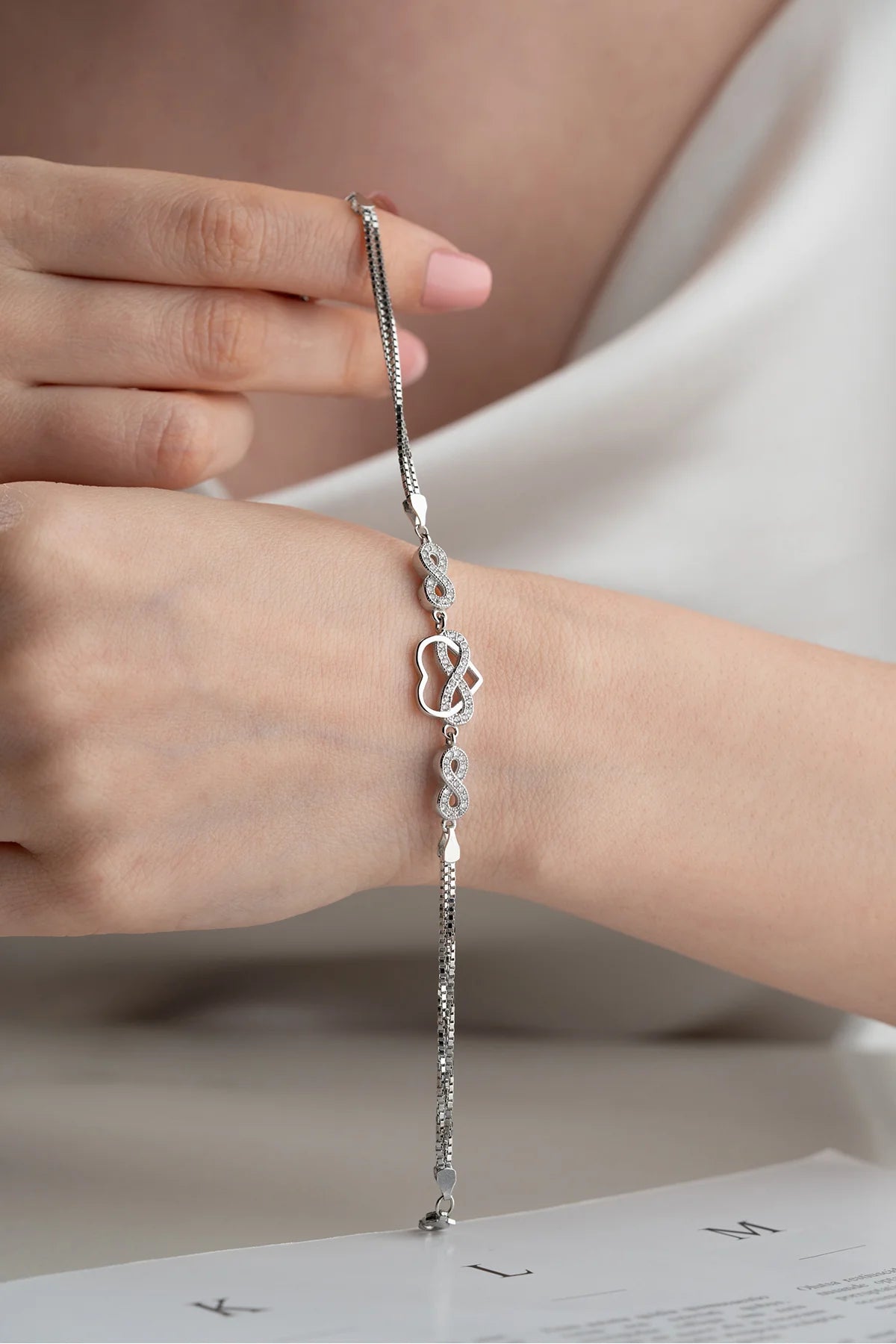 Infinity Heart 925 K Silver Bracelet