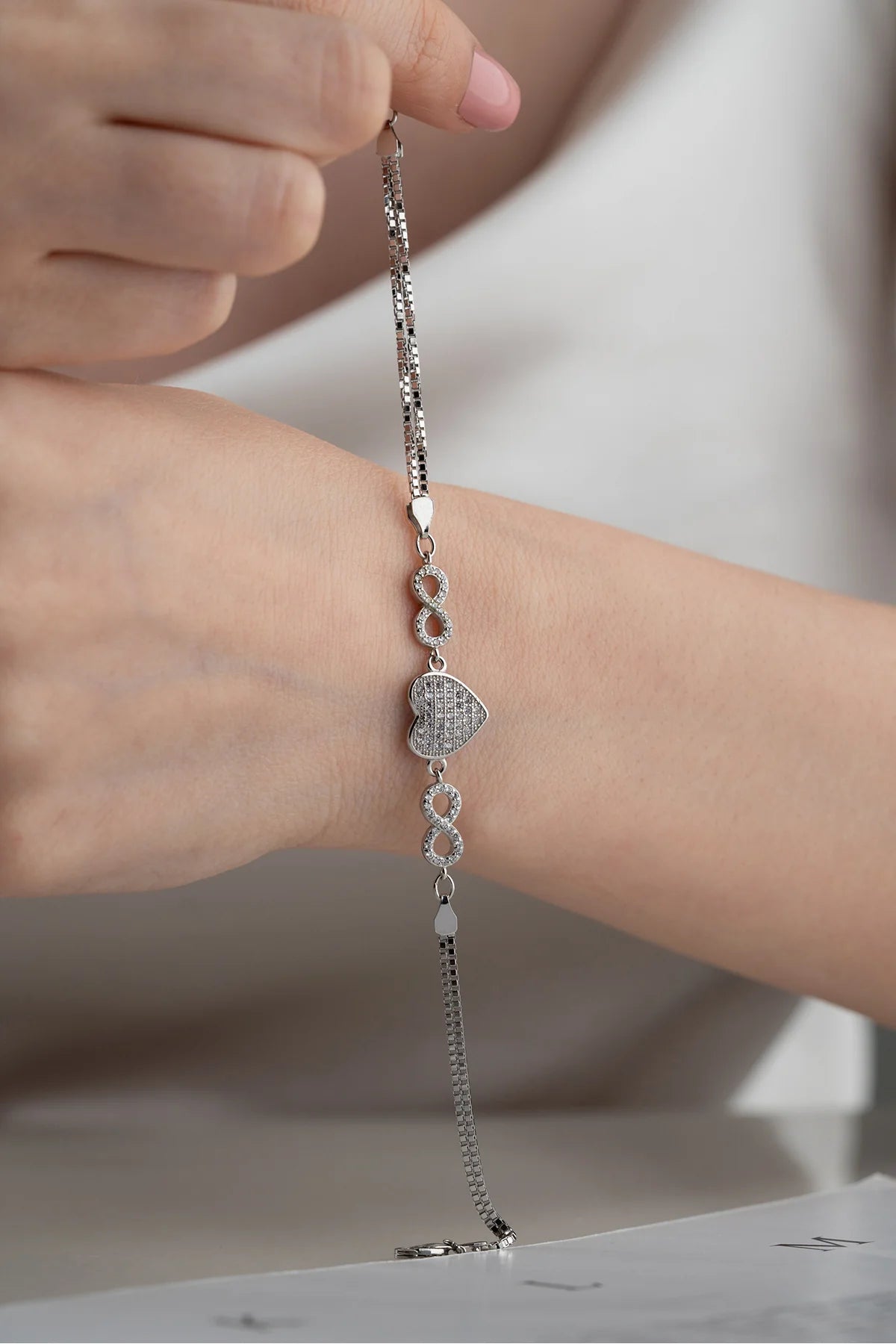 Heart 925 K Silver Bracelet 3